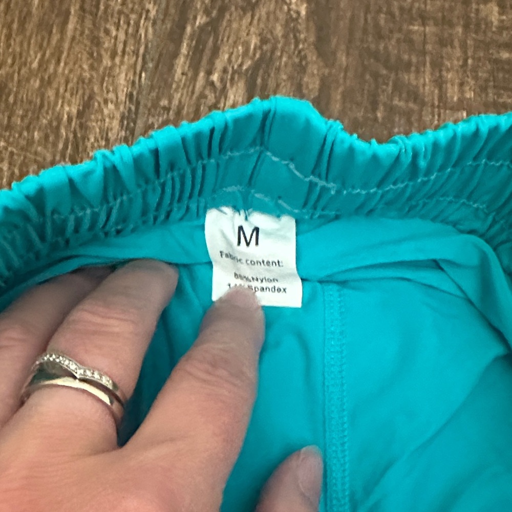 Teal Ruffle butterfly athletic Shorts with build in shorts liner - Picture 3 of 4
